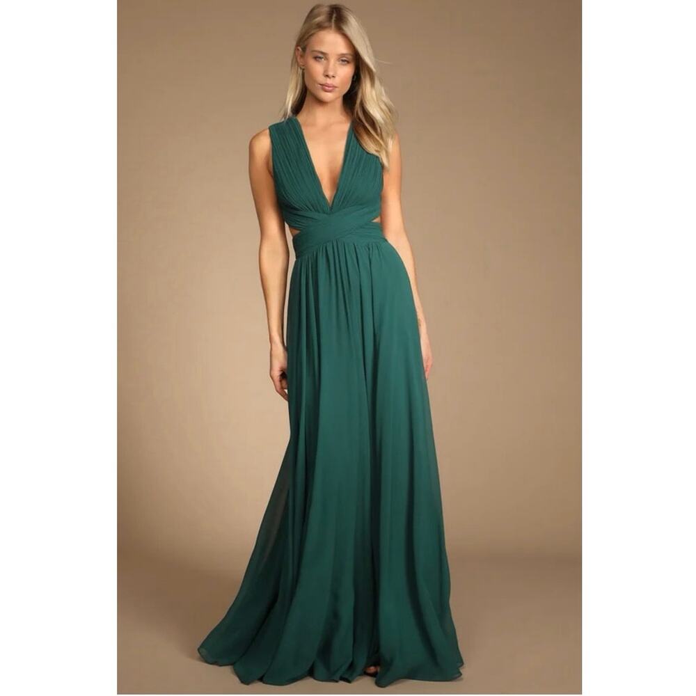 Lulus Vivid Imagination Emerald Green Cutout Maxi
Dress